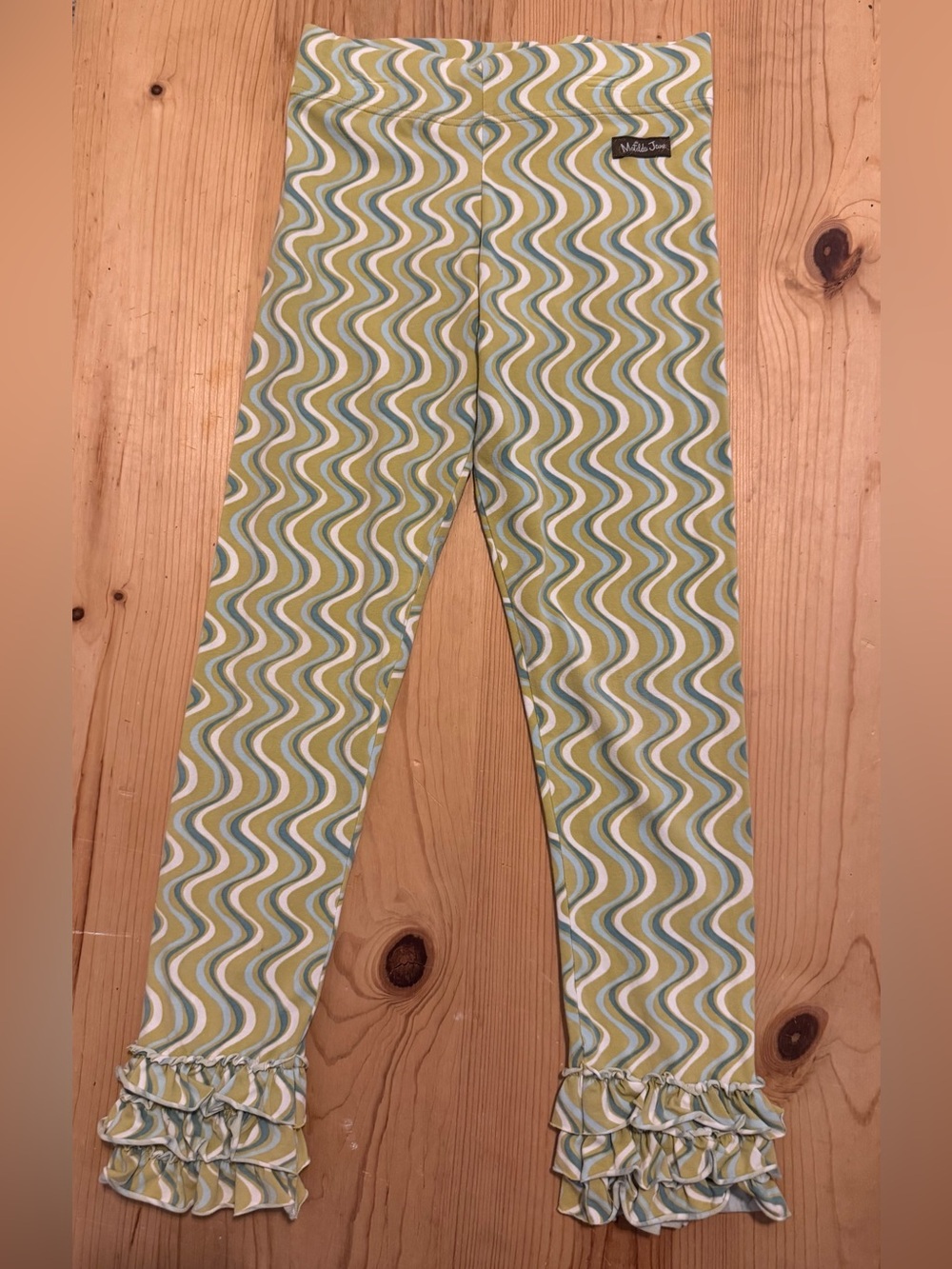 MATILDA JANE pistachio and White Wavy Ruffle Hem Leggings